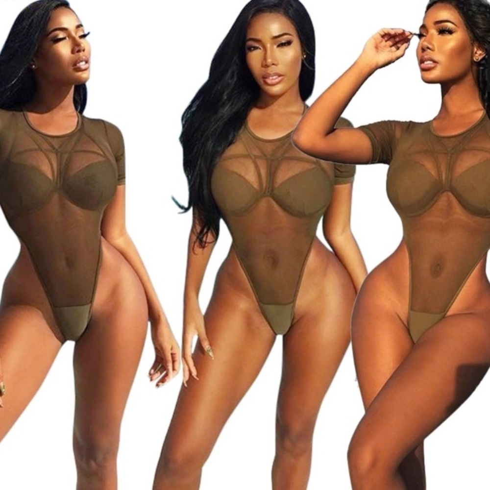 Sexy Army Green Mesh Monikini  *LIQUIDATION*